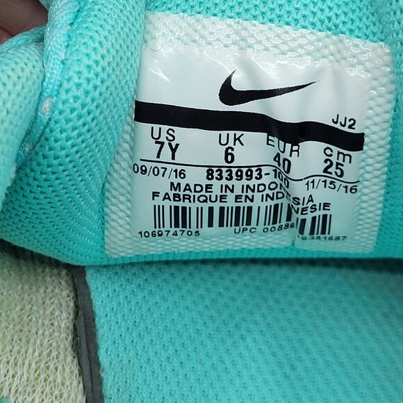 Nike Free RN White Turquoise Running Shoes Youth 7Y, EUR 40 833993-100 - Picture 9 of 14